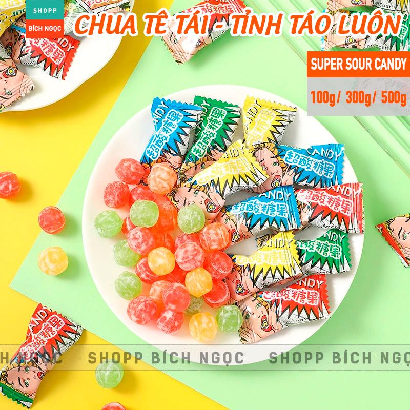 Kẹo siêu chua mix vị Super Sour Candy bản Trung, Soda Cola Sprite Lemon – 100g/ 300g/ 500g/ 1kg