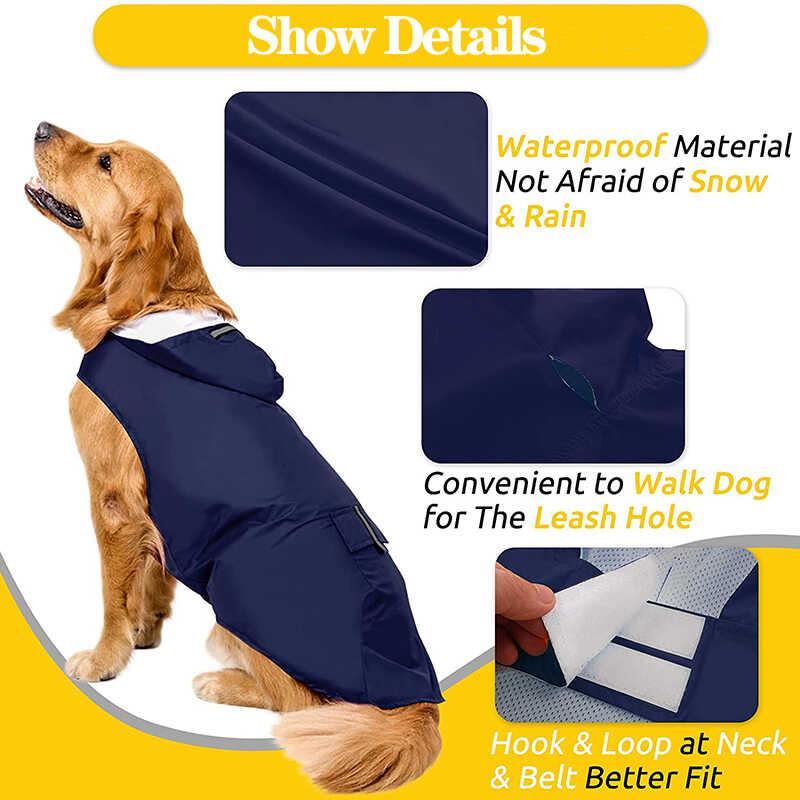 Product Introduction of Dog Small Large Waterproof Clothes Reflective  Rain Coats Hooded Jacket Raincoat Chihuahua Pet plies 23