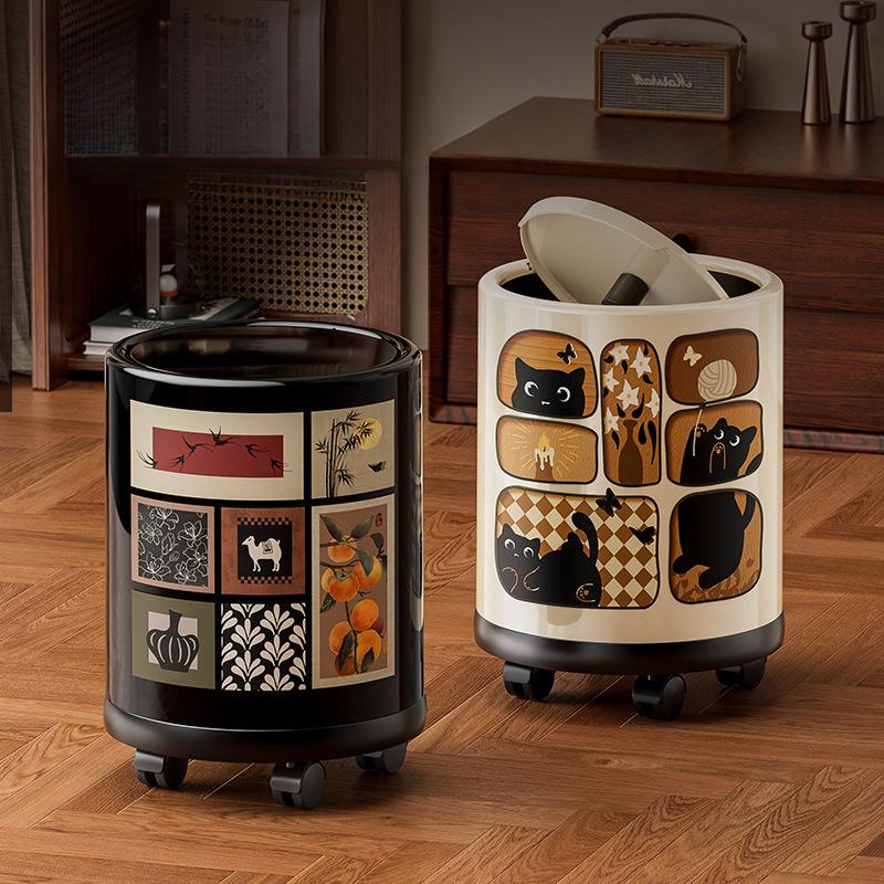  Thùng Rác Phong Cách Cổ Điển Thùng Rác Có Nắp Dung Tích Lớn Thích Hợp Cho Phòng Khách Và Phòng Ngủ Có Bánh Xe 