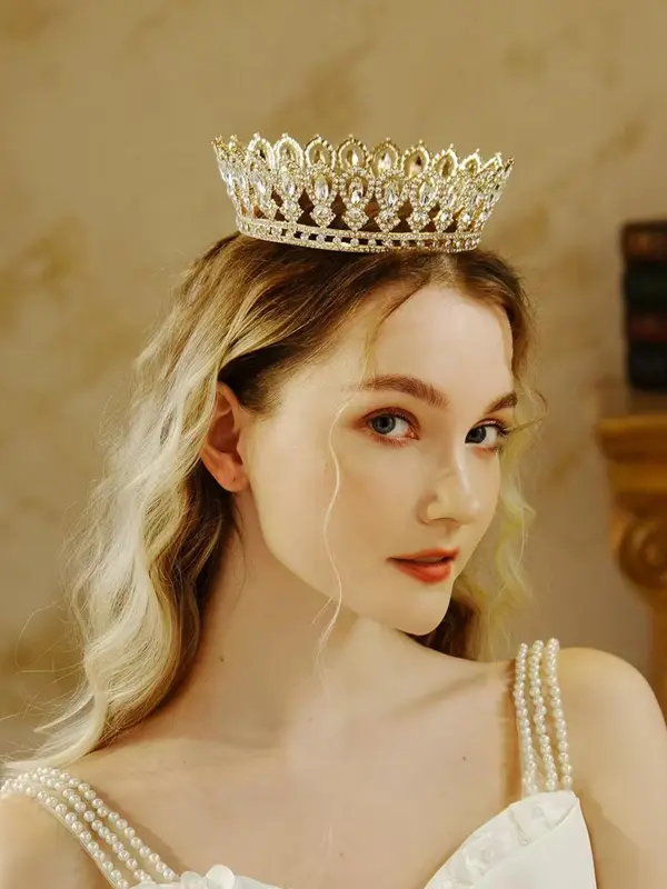 Rhinestone Decorated Crown Tiara for Wedding, Bridal Party Favor, Elegant Bridal Headwear for Wedding Bridal Party Formal Occasions 0