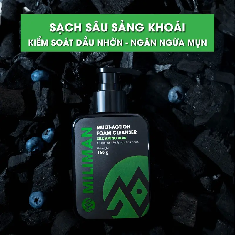 Sữa Rửa Mặt Nam Da Dầu Trắng Da Ngừa Mụn Thương Hiệu MILIMAN Multi – Action Foam Cleanser 168g Cosmetic Massage Tẩy Trang Skincare 7