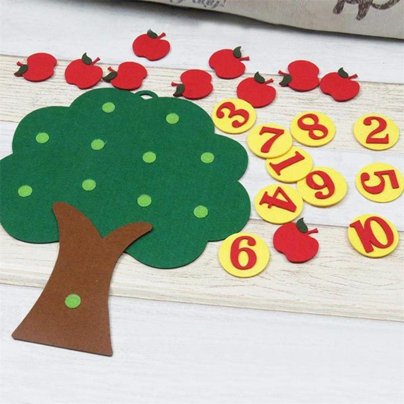 Apple Tree Learning Numbers Felt Board (1 Set), Counters Math Toy, Math Games Manipulatives, Montessori Counting Toy 7