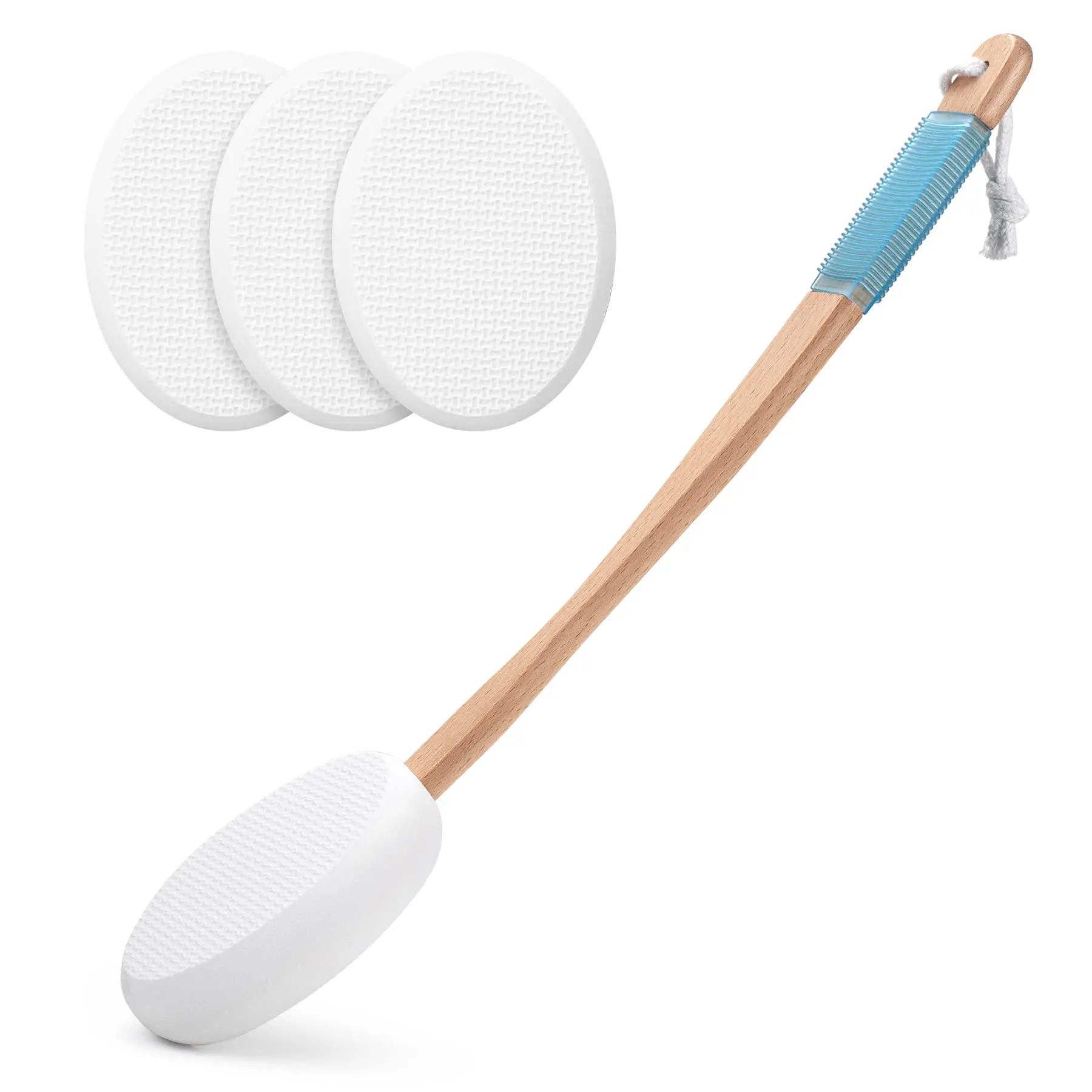 Back & Foot Body Cream Applicator, 5 Counts/set Of 1 Count Long Handle Body Cream Applicator & 4 Counts Replacement Pads, Bathing Accessories for Home Bathroom