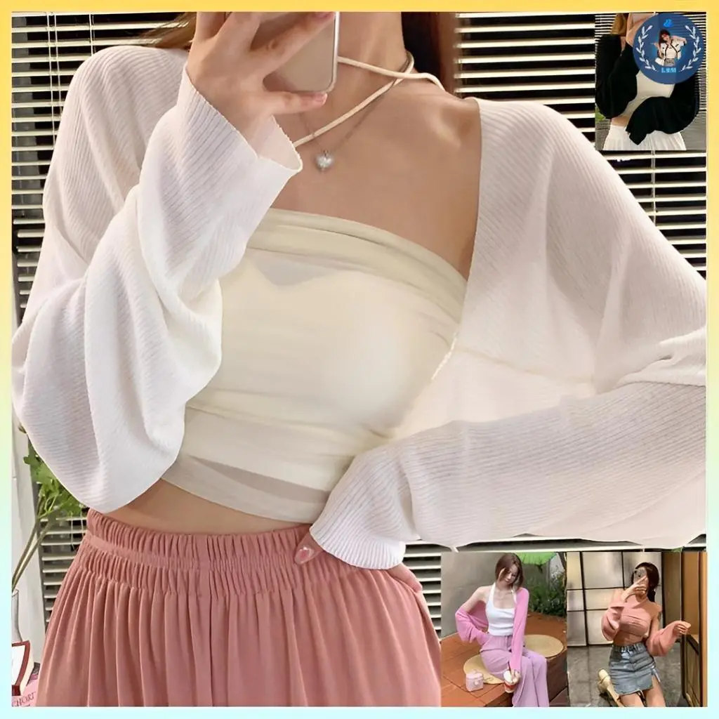 💥[A218] Áo khoác ngoài nữ len mỏng kiểu CÁNH DƠI DÁNG RỘNG hàng dệt kim Quảng Châu tay dài chống nắng - L2M (Top Nữ Nhung Women ) 【 hoa hồng 】