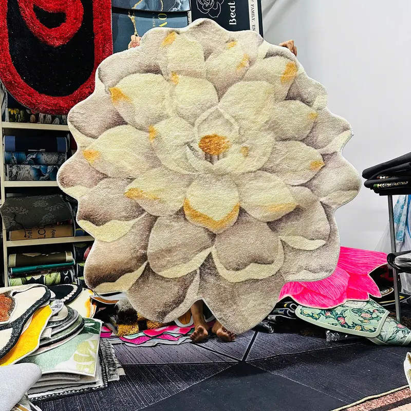 Thảm hoa lông cừu, mẫu mới kích thước 120x120cm 3