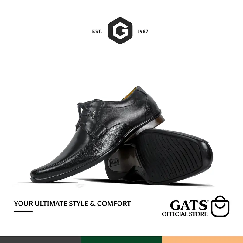 GATS - ZU 0003 - Sepatu Kulit Oxford Hitam Casual Pria 1