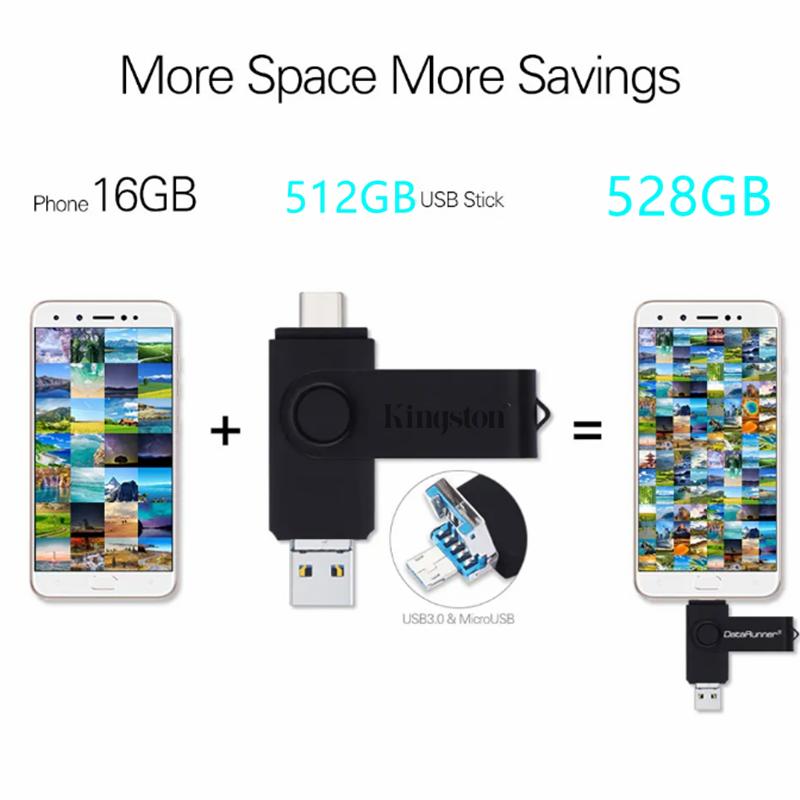 Kingston 3IN1 OTG USB Flash Drives 1TB 2TB Micro&TYPE-C&USB Mini Memory High-capacity USB Memory Stick for Smart Phone Computer Digital Storage Tablet pendrive  iphone 4