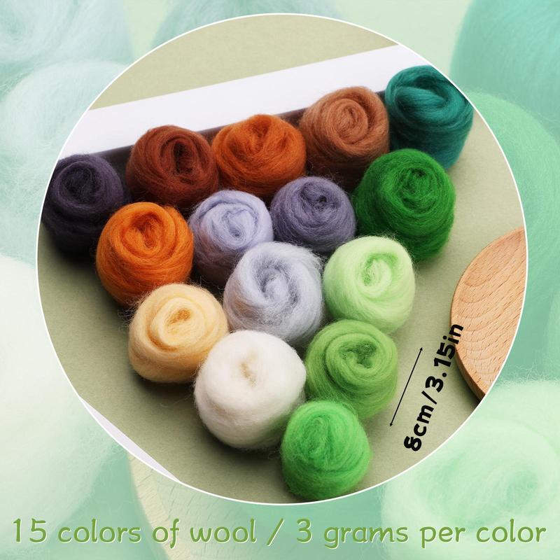 15 Color Fiber Yarn, 1 Set Fiber Yarn Rope, DIY Hand Spinning Yarn, Needle Lace Yarn, Felt Crafts Supplies 1