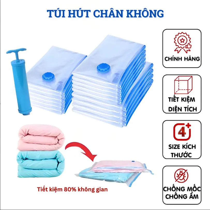 [MUA 6 TÚI TẶNG BƠM TAY] BER FAMILY- TÚI HÚT CHÂN KHÔNG ĐỰNG CHĂN MÀN, QUẦN ÁO
