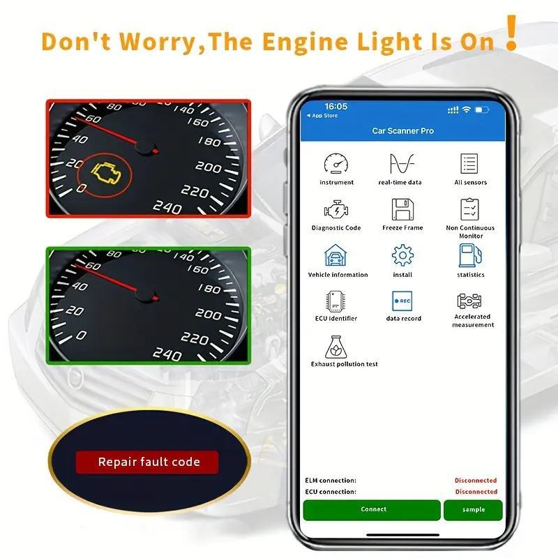 OBD2 Scanner, Wireless OBD2 Car Diagnostic Scanner, Car Fault Code Reader, Professional Car Diagnostic Tool for Android, iOS & Windows 5
