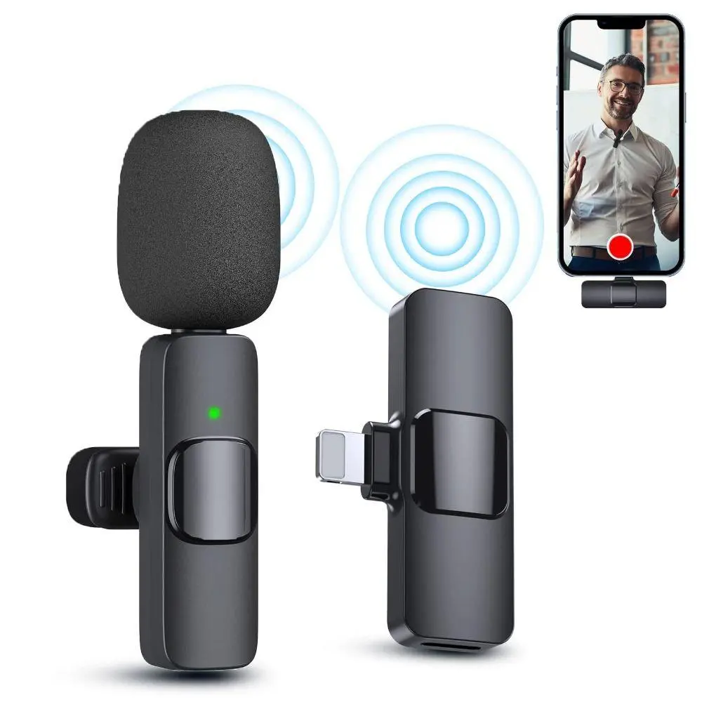 Portable Wireless Lavalier Microphone New Audio Video Recording 2023 Phone Mic Broadcast K9 Mini Mic for iPhone/Android/Samsung