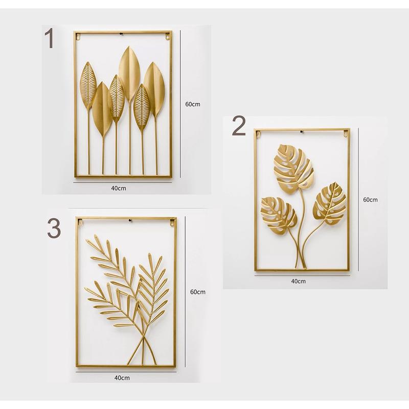 Product Introduction of 40*60cm Metal Frame Wall Decor Square Leaf Art Gold Framed Leaves Nordic Style Decor For Home Living Room Decorative display wall 13