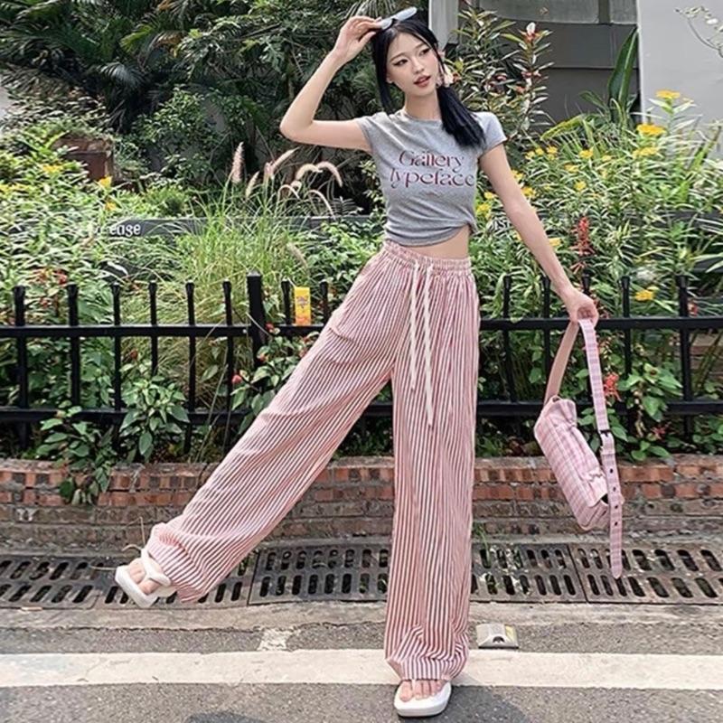 [42Kg-65Kg] QUẦN KẺ ỐNG RỘNG LƯNG CAO CHẤT VẢI ĐŨI NHĂN HÁCH DÁNG 1