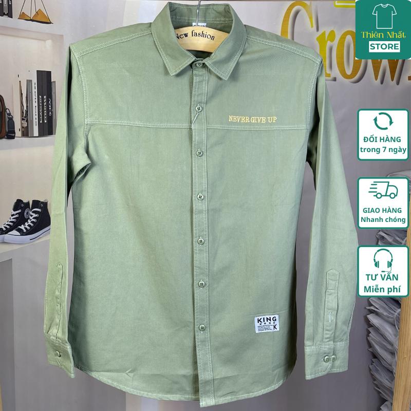 Áo sơ mi Nam Dài Tay. chất kaki sớ chéo mềm mịn không nhăn không xù, thấm hút mồ hôi. năng động lịch lãm. mặc đi chơi khoác ngoài. Shirt Có Cổ Menswear Jean 8