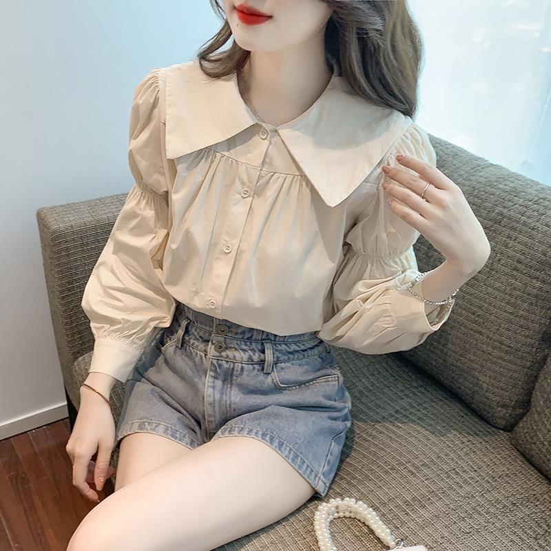 Áo Sơ Mi Cổ Búp Bê, Quần Áo Nữ, Bộ Sưu Tập Đầu Thu, Áo Dài Tay, Thiết Kế Đẹp, Tay Phồng, Chống Lão Hóa, Thanh Lịch, Quần Áo Mùa Thu, Hàng Mới Về, Năm 2024 1