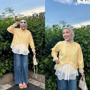 SS  BILKA BLOUSE KATUN STRIP BRUKAT STANDAR/JUMBO