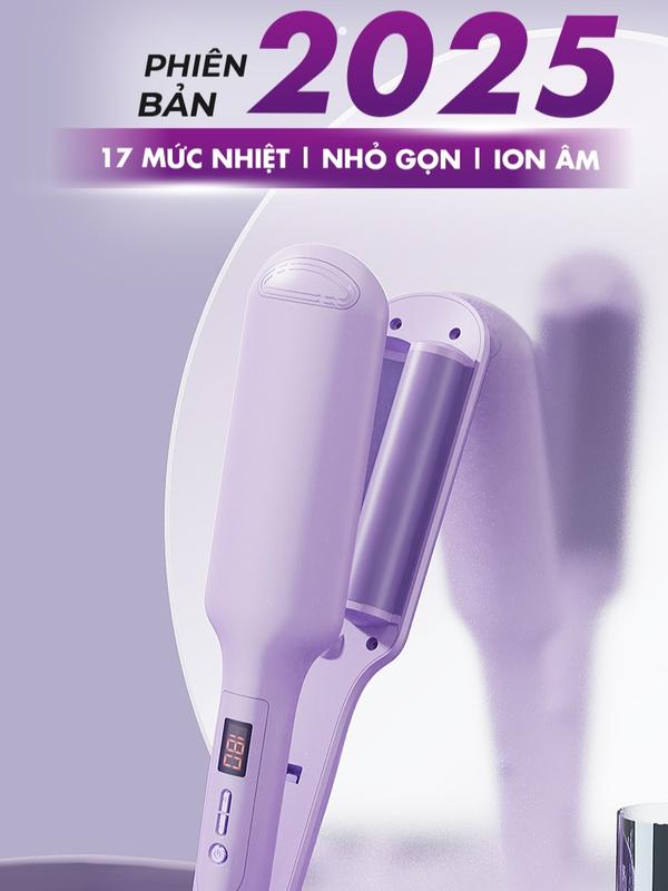 Máy làm tóc uốn xoăn sóng nước 26mm màn LCD hiện nhiệt tùy chỉnh công nghệ gốm sứ bảo vệ tóc AKIO Mart mayu ontocsong ontudong ontocxoansongnuochippie Nữ