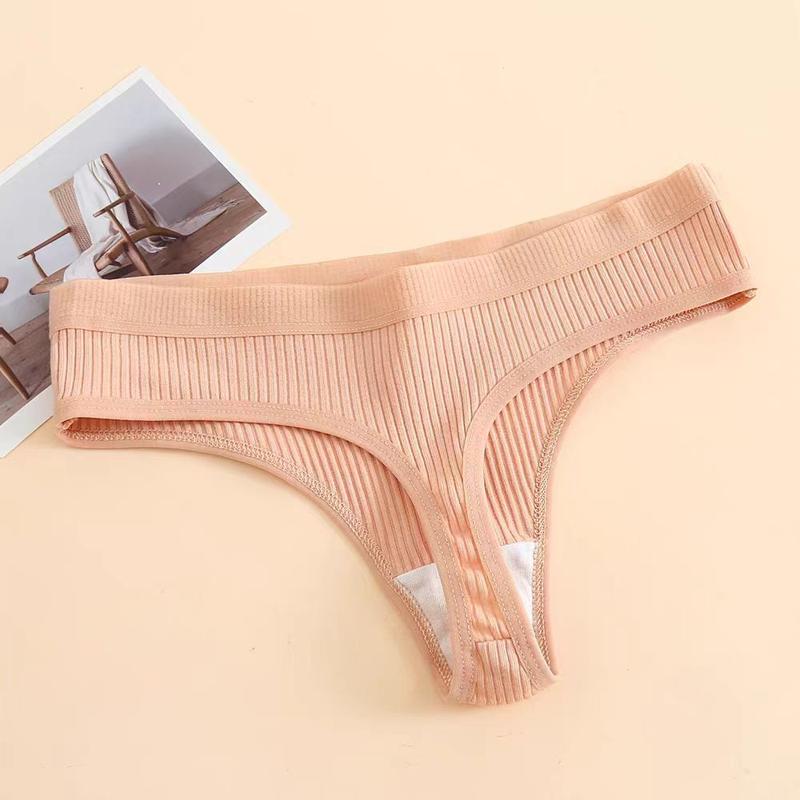 Women's 7 Pieces Solid Color Low Waist T-Back, Fitted Casual Brief Panties Suit, Women's Underwear, Women's  Underwear,, Cotton European and American Sexy Low Waist Women's  Breathable Underwear Simple Women's 1