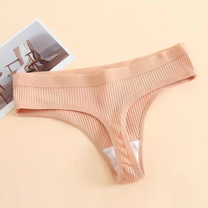 Women's 7 Pieces Solid Color Low Waist T-Back, Fitted Casual Brief Panties Suit, Women's Underwear, Women's  Underwear,, Cotton European and American Sexy Low Waist Women's  Breathable Underwear Simple Women's 1