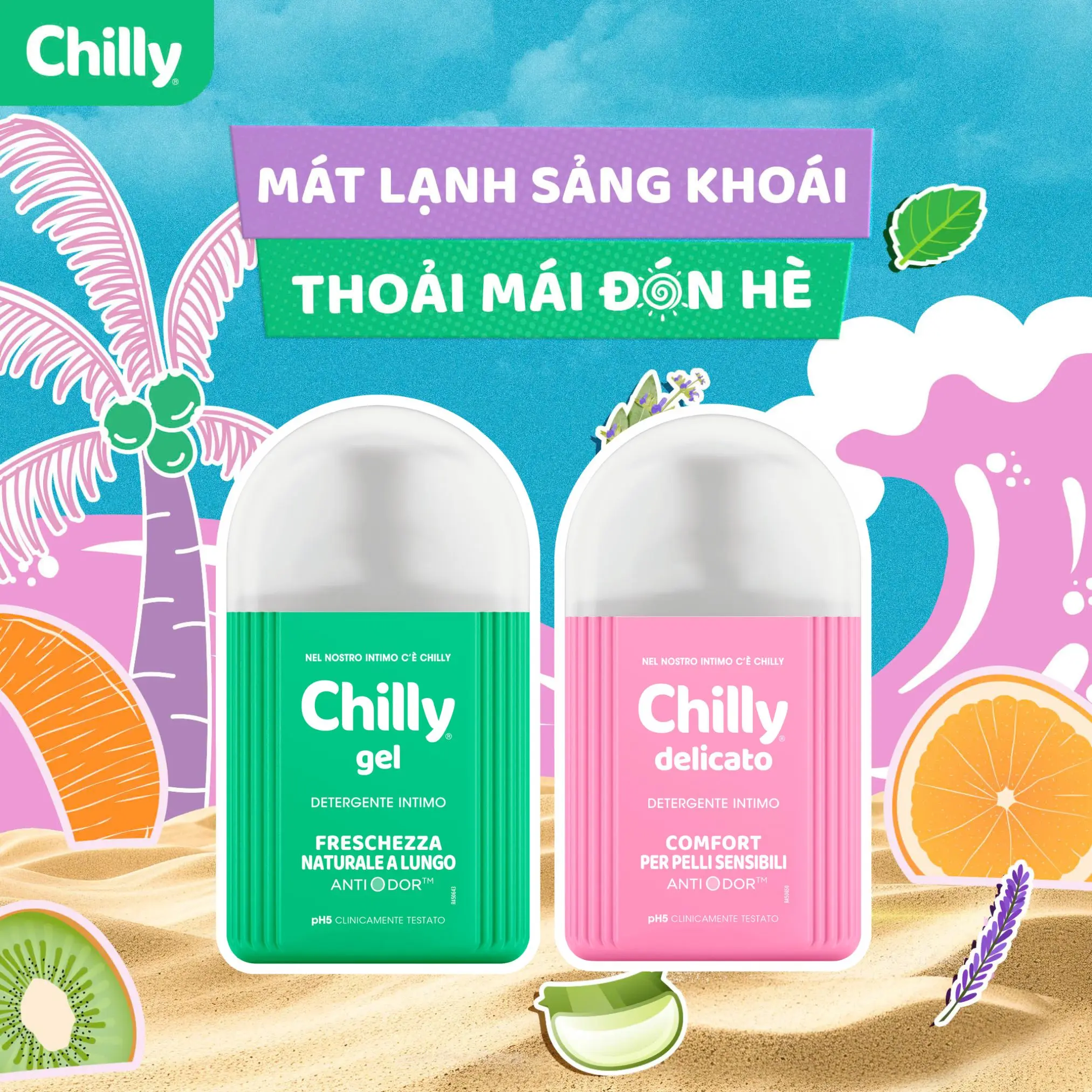 Combo Chilly Dung dịch vệ sinh phụ nữ Delicato 200ml và Chilly Gel 200ml