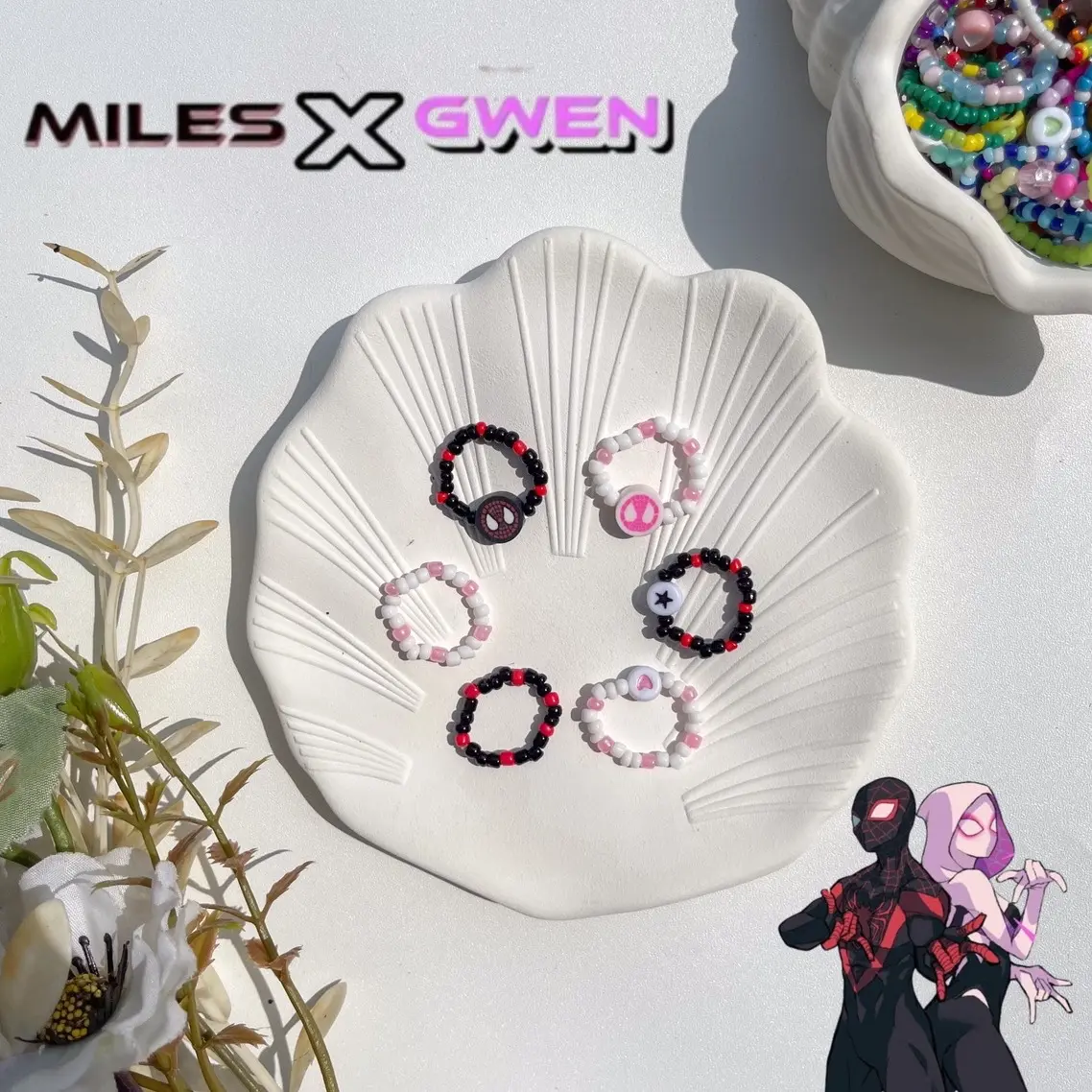 Cincin Couple Spiderman Miles Morales And Gwen Stacy Beads Ring Manik Mote Cincin Love Bintang Karakter Anime Perempuan Laki Laki Pasangan Sahabat