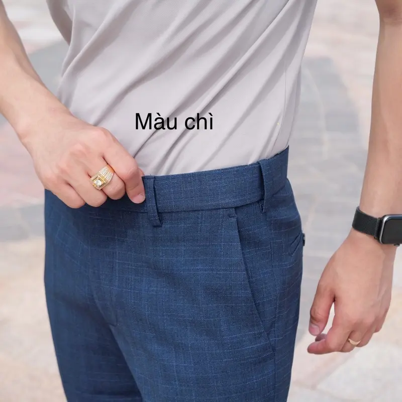 Quần âu nam kẻ cao cấp, có chun cạp Menswear 3