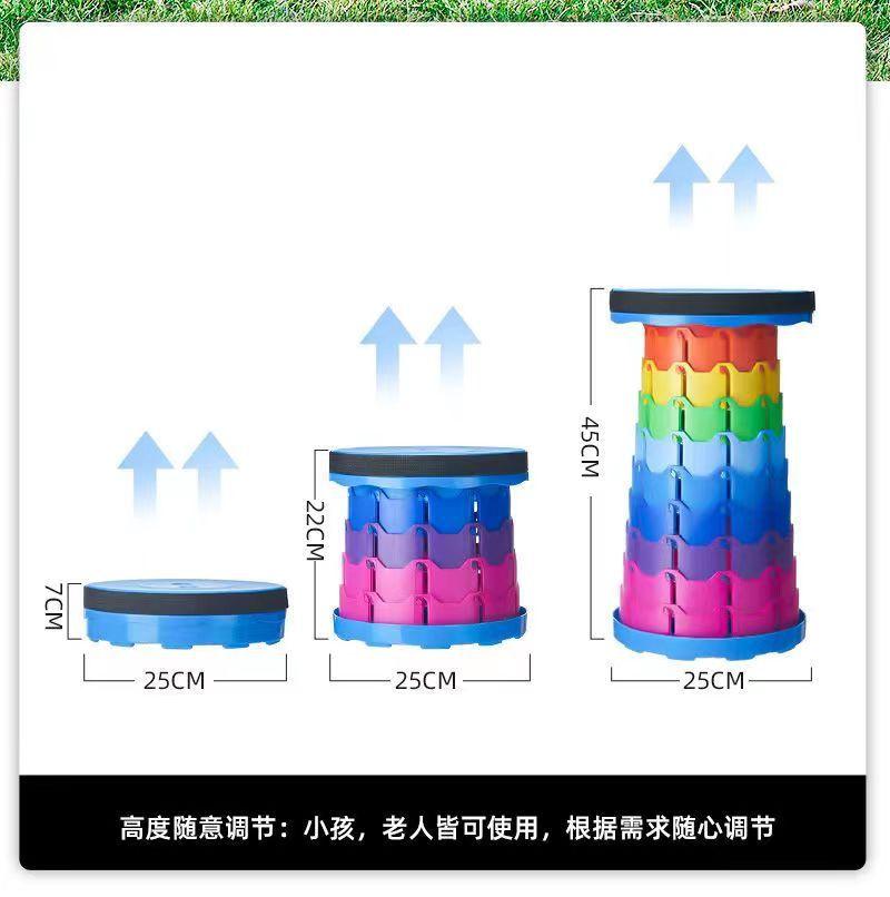 Product Introduction of Outdoor retractable stool Retractable portable stool Outdoor camping line small chair adjustable ultra light fishing stool 4