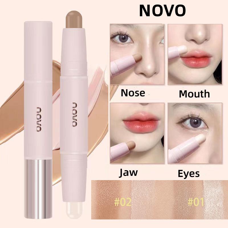 Hàng mới về NOVO Bút Highlight Tạo Khối 2 Đầu Dạng Thỏi Kem Bắt Sáng Tạo Khối Trang Điểm Gương Mặt 2 Trong 1 Cosmetic Mỹ Phẩm Nữ Women