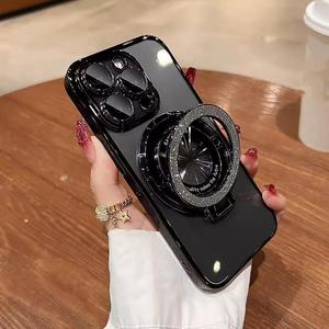 リングホルダー付きグリッター携帯ケース、1個入り、iPhone 11 12 13 14 15 Pro Max対応の耐衝撃携帯保護ケース
