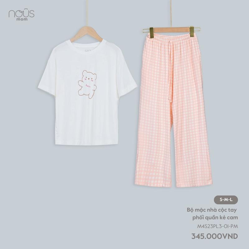 [KOL Nous Mom] Bộ áo cộc quần dài phối họa tiết chất liệu co giãn đa chiều, thoáng mát cho các mẹ 5