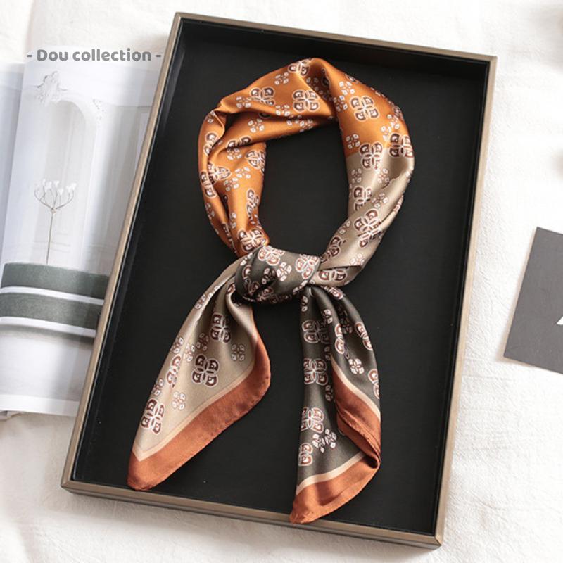Khăn Lụa Vuông Unisex, Khăn Turban Hoạ Tiết Hoa Monogram Phối Nhiều Màu Thời Trang Xuân Hè - Size 70x70cm - Mã KL068 6