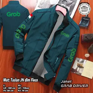 JAKET PARASUT DRIVER GRAB TERBARU / JAKET DRIVER GRAB PRIA WANITA / JAKET DRIVER BOLAK BALIK / BISA CUSTOM SABLON SESUAI PESANAN Motor Keren Tebal Hitam Kantong