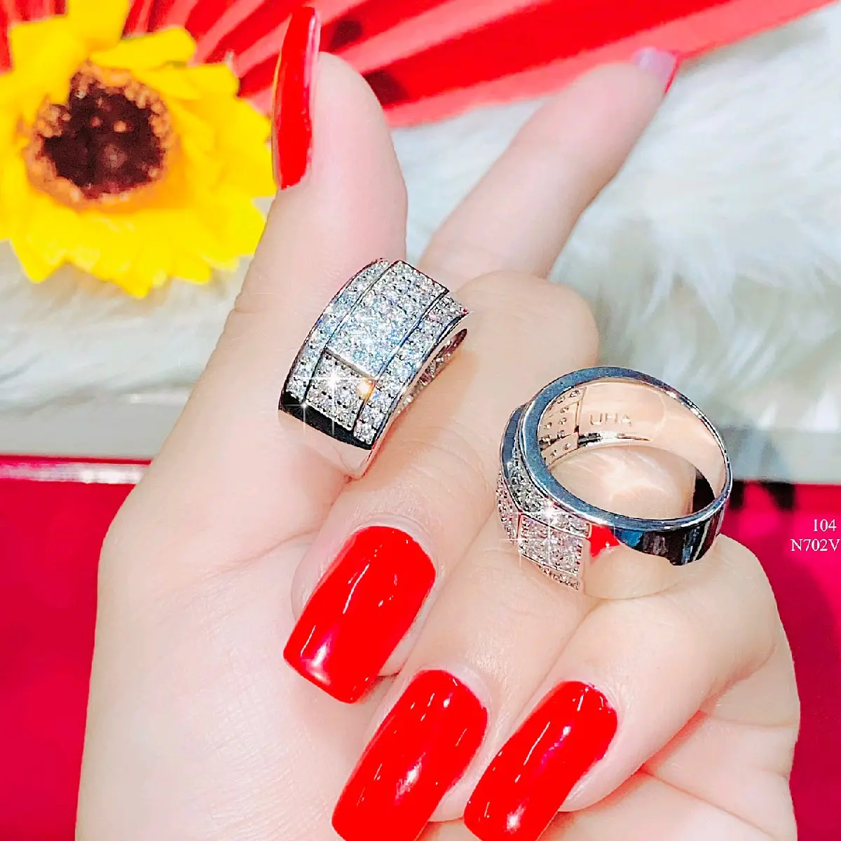 Nhẫn Nam N702 đính xoàn nguyên khối sang trọng
