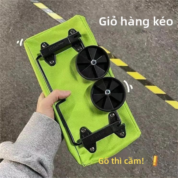 Xe đẩy mua sắm gấp gọn di động – Xe đẩy đa chức năng, nhẹ, có bánh xe và dây…