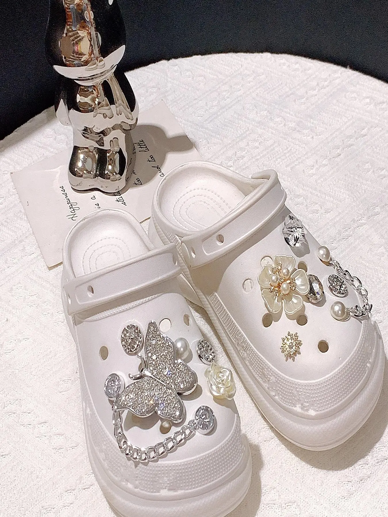 Cute Butterfly & Flower & Rhinestone Decorated Shoe Charms, Fashionable Shoes Decorations for Clogs, Shoes DIY Accessories for Women & Girls