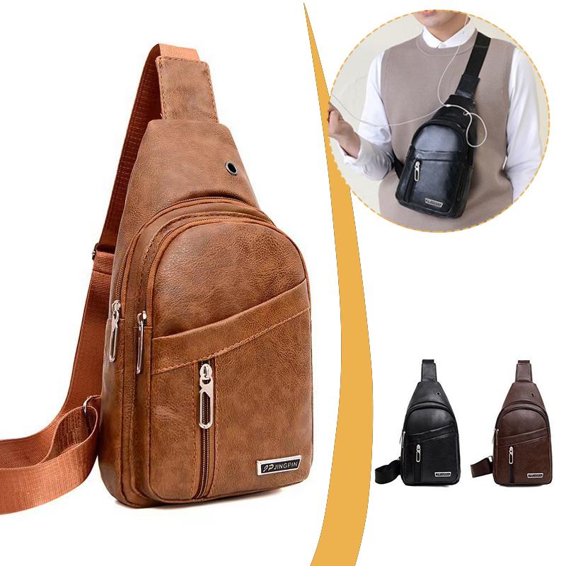 Túi Đeo Ngực, Chất Liệu Da PU, Dành Cho Nam Giới, Túi Đeo Chéo Du Lịch, Phong Cách Doanh Nhân, Màu Đen, Túi Đeo Ngực, Túi Đeo Chéo Thường Ngày Túi Đeo Vai Nam