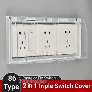 Cover Box Tempel Pengaman 3 Switch On Off Stop Kontak Kotak Pelindung Colokan Steker Baby Safety