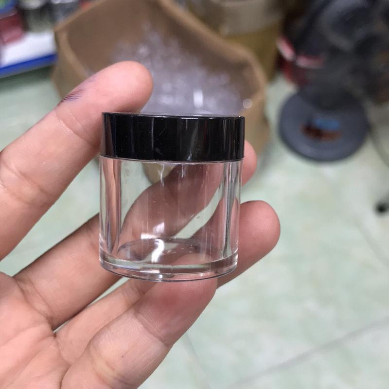 Hũ nhựa nắp đen loại 1 nắp, hũ đựng bột nail 1