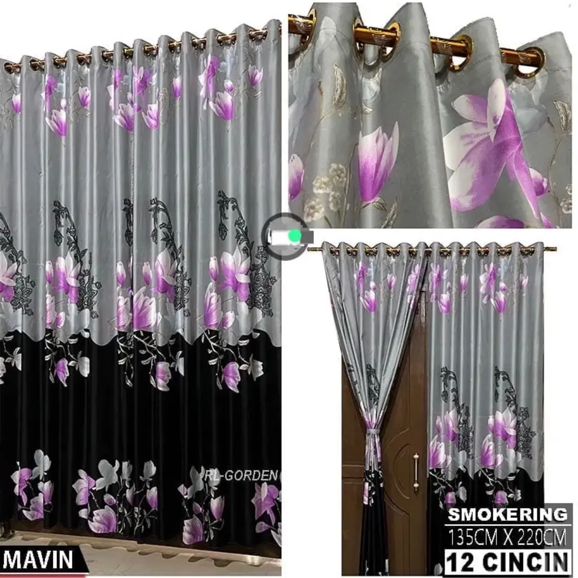 GORDEN MOTIF ZARACO SMOKERING 10 Emas Kain Katun