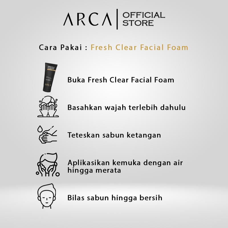 Arca Fresh Clear Facial Foam 80gr - Sabun Cuci Muka Pria 3