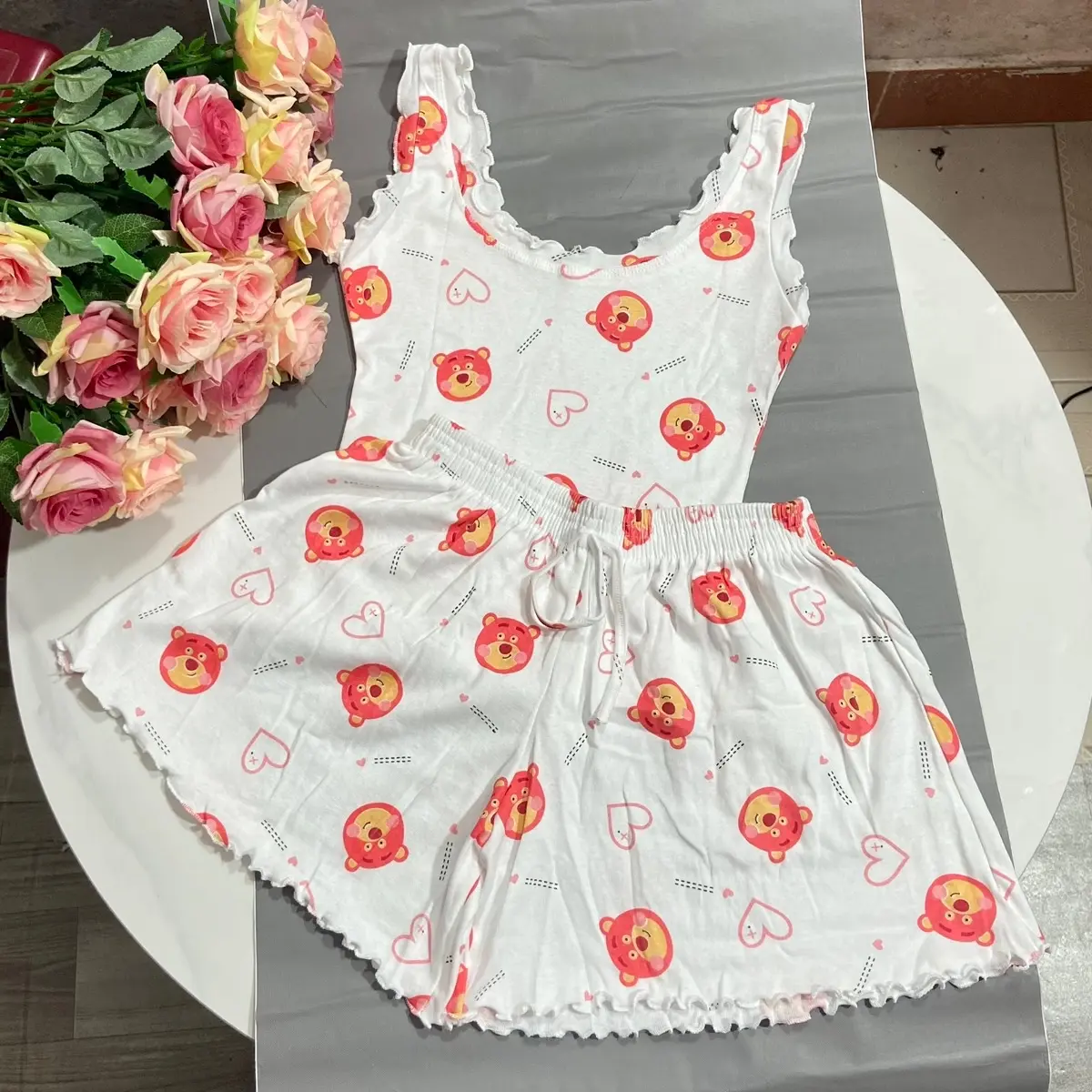 Bộ mặc nhà thun COTTON dây to nhiều màu bộ ngủ Áo Quần Nữ ngủ Nhung Women Top Quần Ngủ | BigBuy360 - bigbuy360.vn