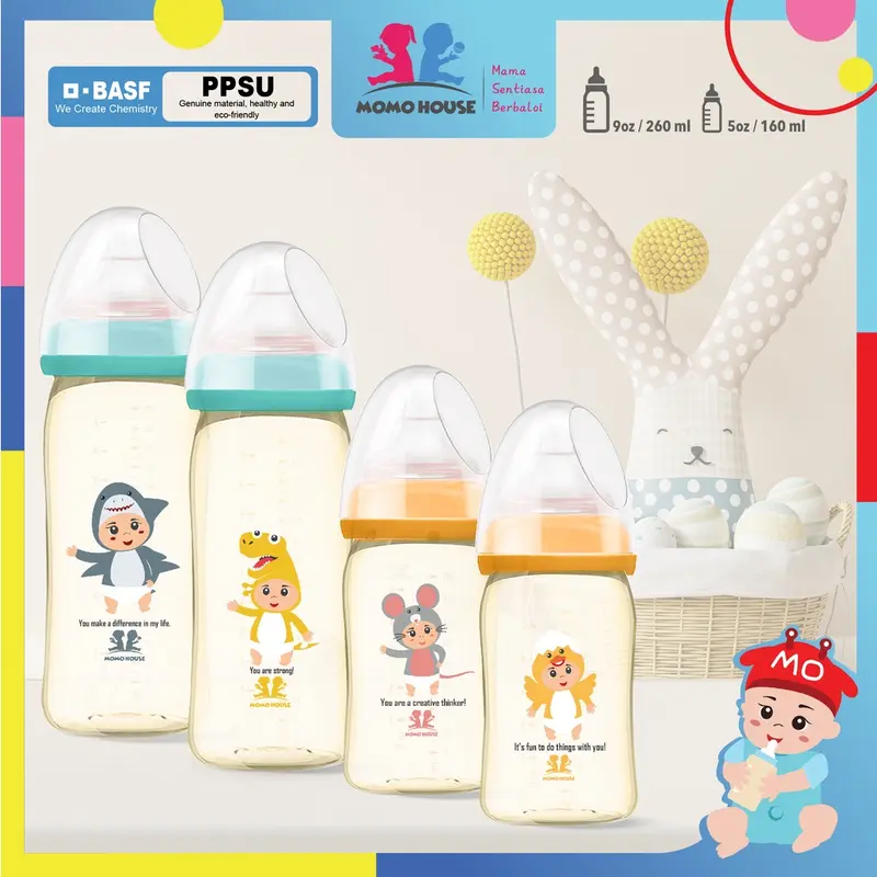 MOMO HOUSE PPSU Botol Susu Bayi Botol Bayi Wide Neck Bottle Botol Susu Baby Botol Bayi Ppsu Accessories Minum 0