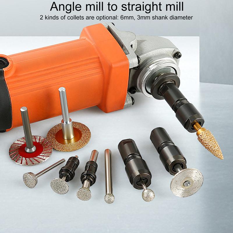 Oneouve 3mm/6mm Grinder Adapter Thread Grinding Cutting Sanding Polishing Angle Grinder Modified Adapter to Straight Grinder Chuck for 100-type Angle Grinder M10 Thread 0