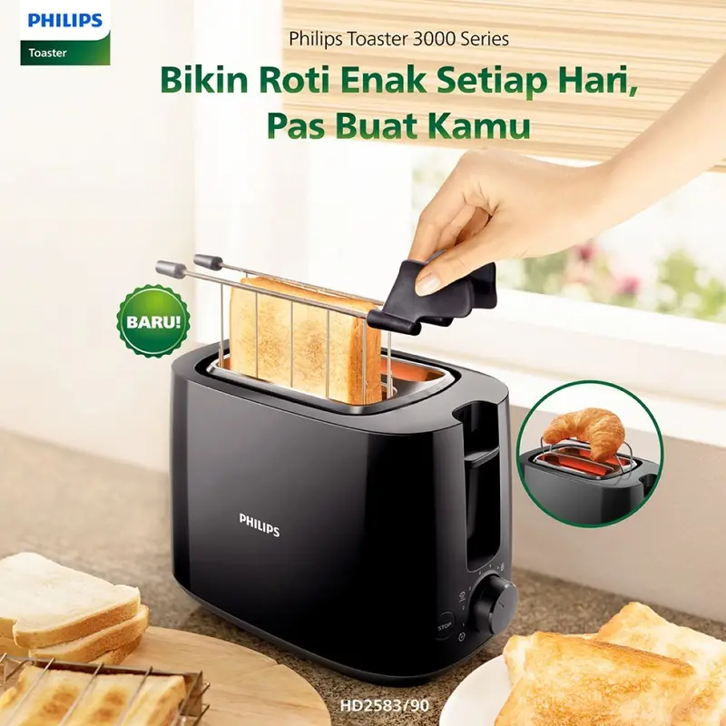 Philips Toaster HD2583/90 Bunwarmer Pemanggang Roti HD2583 HD 2583 0