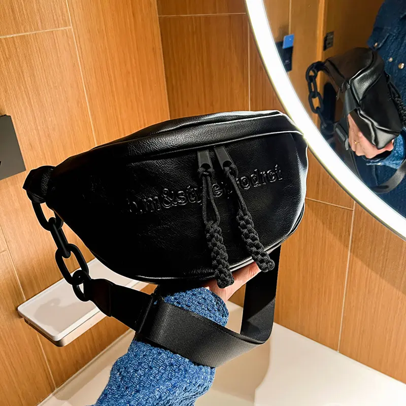 Túi Đeo Hông, Thời Trang Hàn Quốc, Dành Cho Nữ, Màu Đen, Xu Hướng, Túi Đeo Chéo Nửa Mặt Trăng, Dung Lượng Lớn, Túi Đeo Hông, Túi Đeo Hông