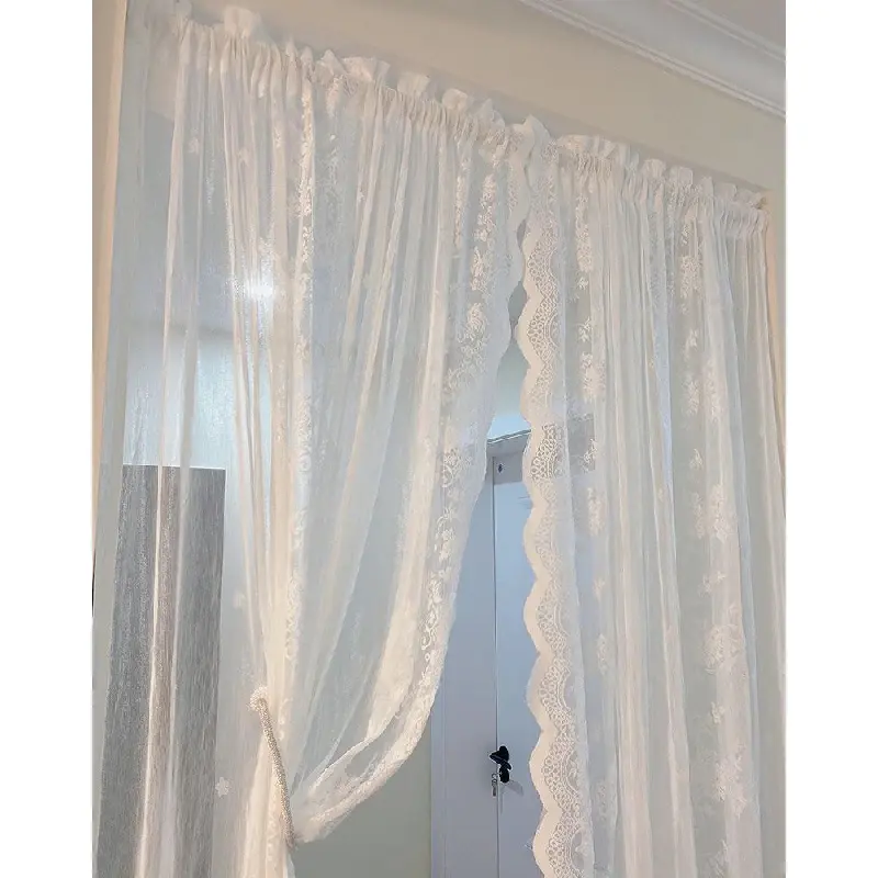 Màn Cửa Sổ Ren, Phong Cách Công Chúa, Gạc Trắng, Rèm Tủ, Không Đục Lỗ, Khóa Dán 3