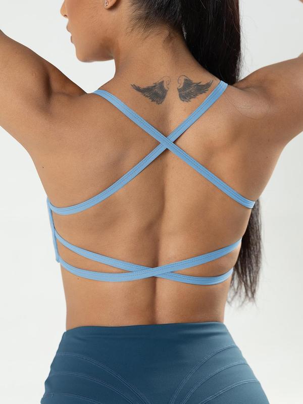 Sporty Women's  Criss Cross Back Sports Bra, Comfy Workout Clothes, Comfort Sports Lingerie Top, Clothing for Outdoor Wear, Womenswear for 2024 Spring Summer Valentine's Day 3