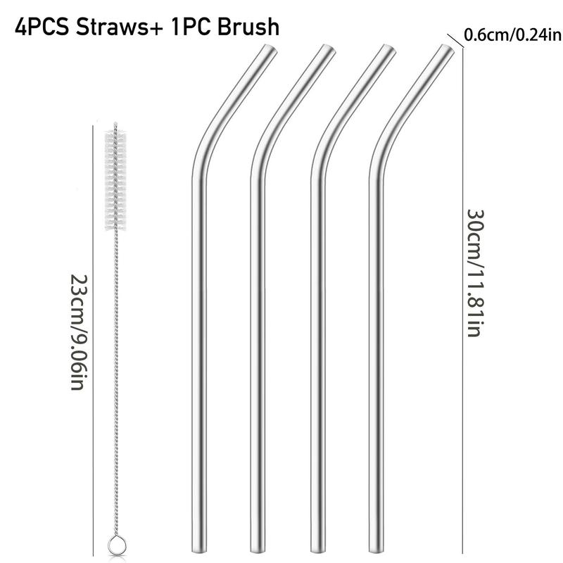 Product Introduction of Reusable Straws, 4/6/8 Counts Metal Long Straw with 1/2 Counts Cleaning Brush, Straw & Brush Set for Stanley Cup Travel Cup 12