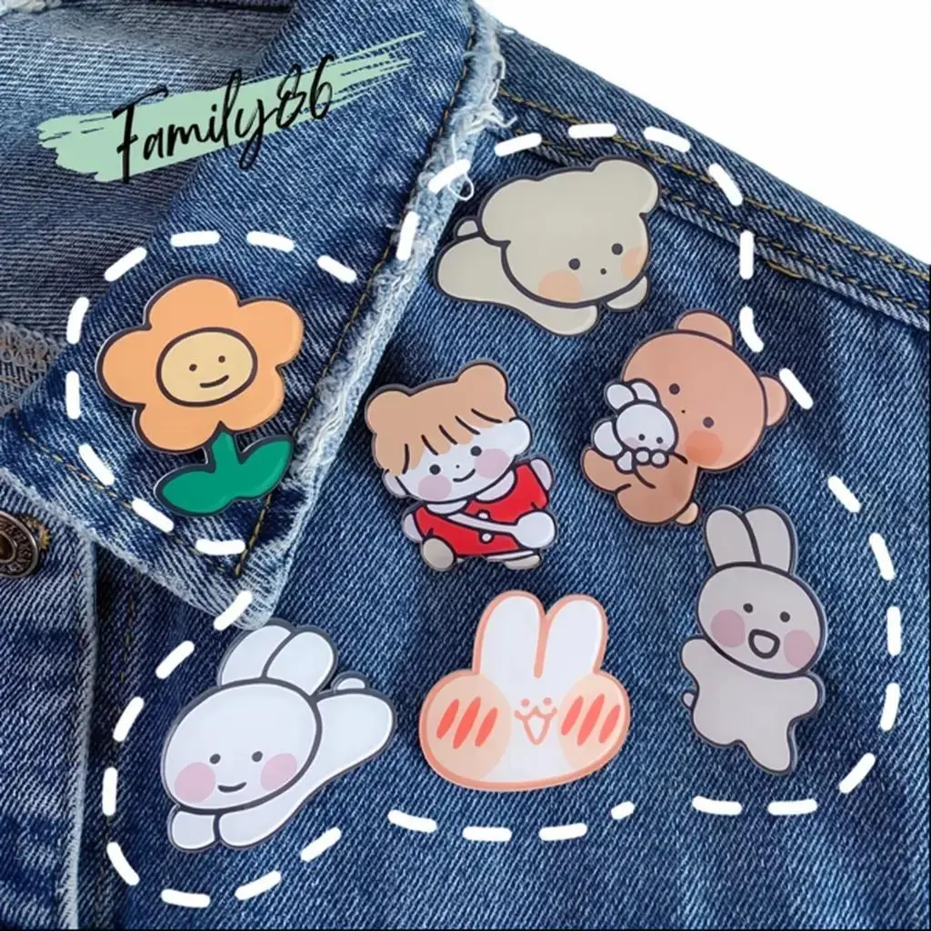 SET10 Huy Hiệu Cài Áo, Huy Hiệu Cài Balo Anime Cute, Ghim Pin Cài Cặp Nhân Vật Hoạt Hình Thỏ Cún Con Đồ 1K Freeship Women Nhung