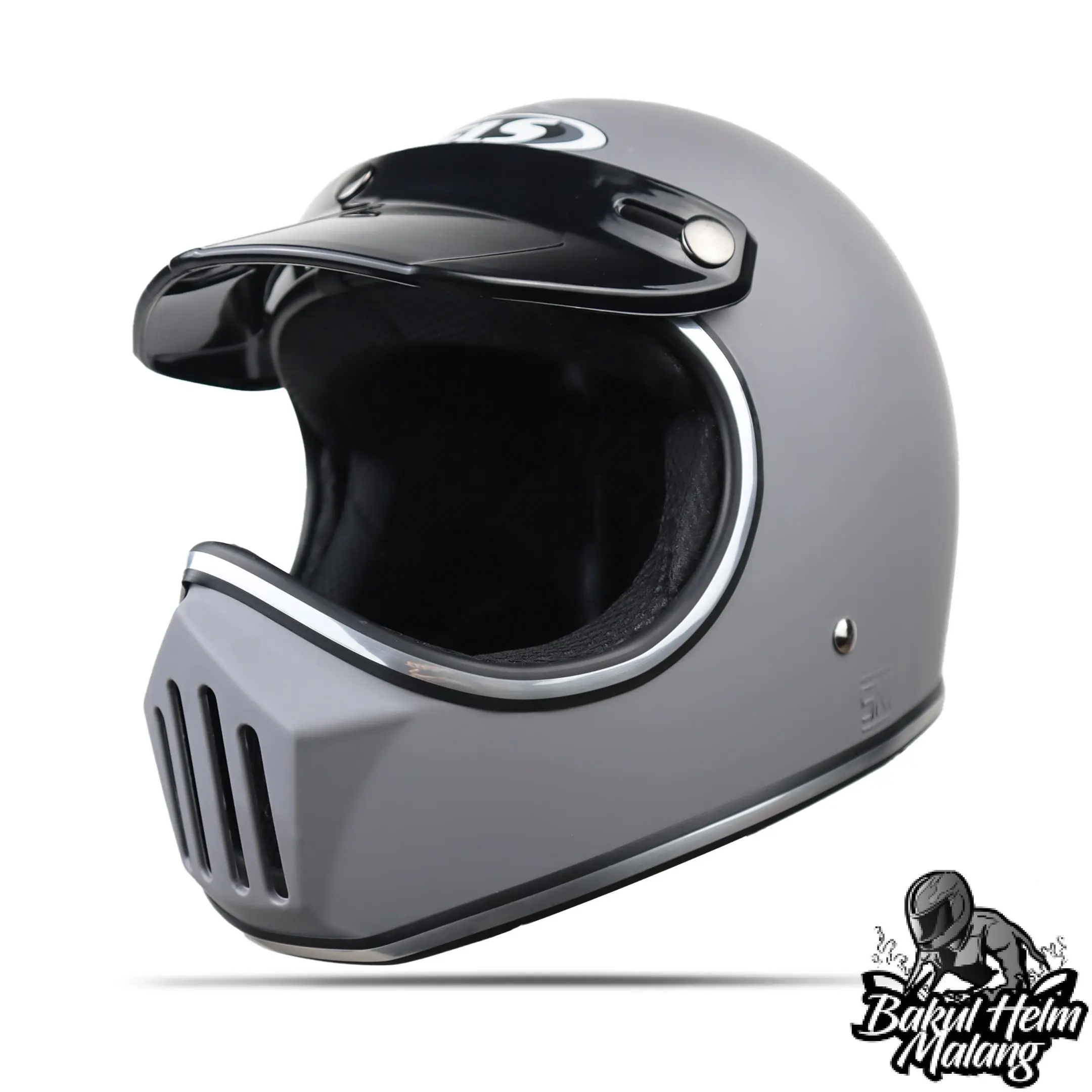 Helm Cakil Retro Full Face Grey Niels SNI Motorcycles